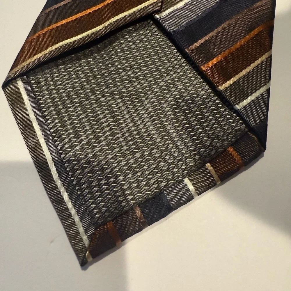 Valerio Garati Striped Men's Tie in Black, Brown, and Gray
